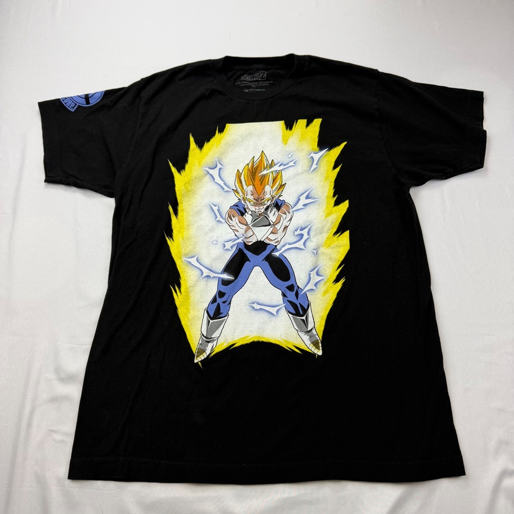Dragon Ball Z Graphic T-Shirt Mens Large Black Vegeta Capsule Corp Anime‎ Tee